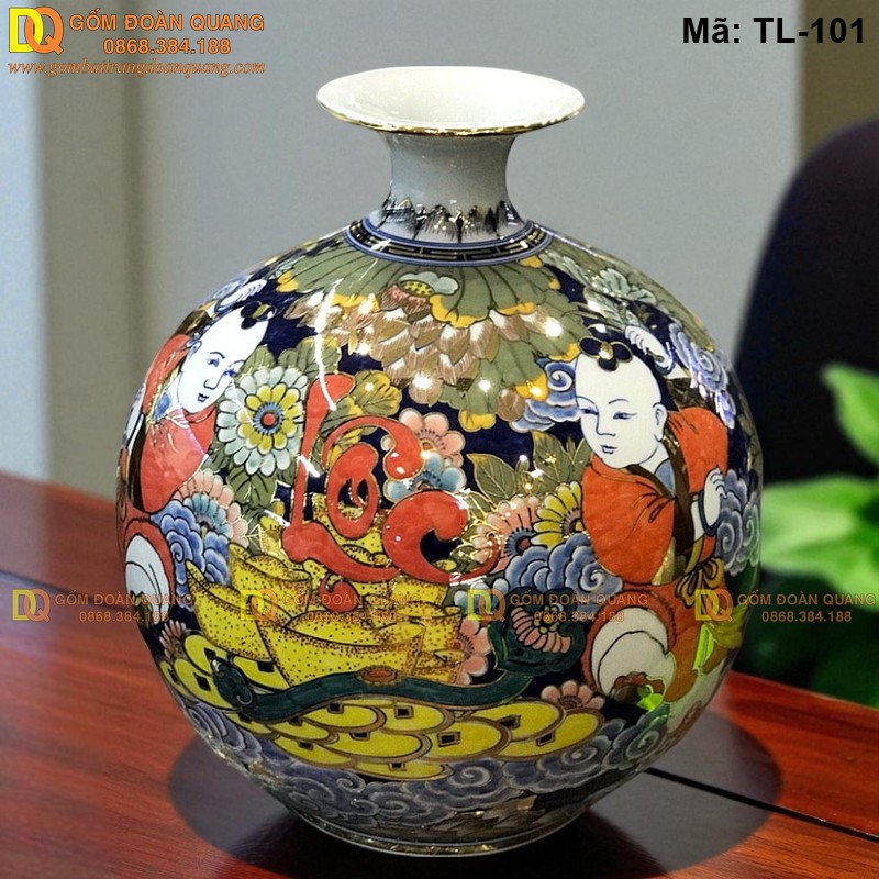 Bình gốm hút lộc trang trí phong thủy mã TL-101