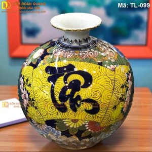 Bình gốm sứ hút tài lộc chữ Tâm mã TL-099