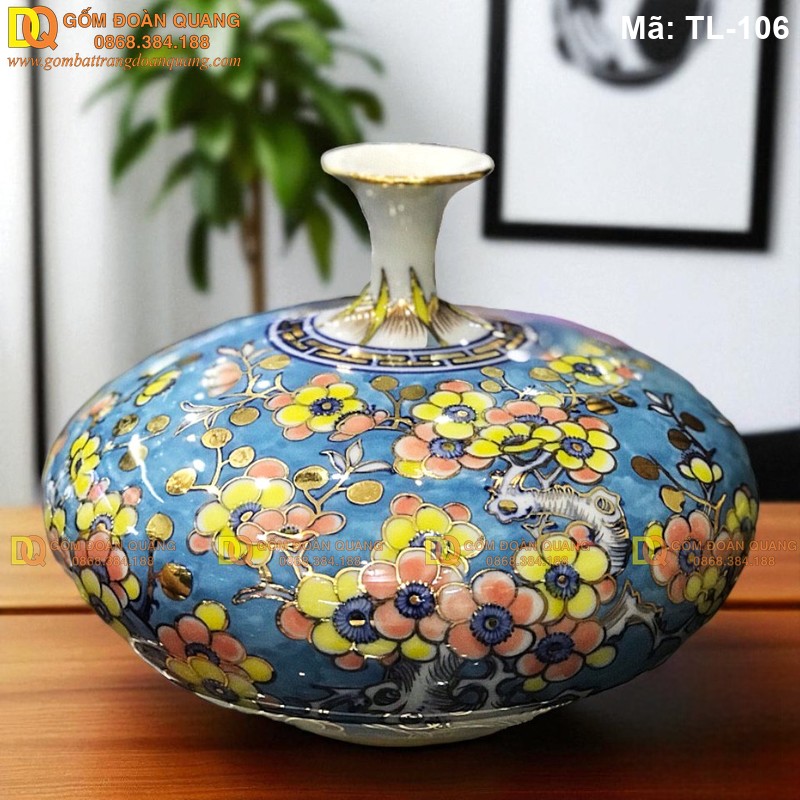Bình hút lộc Bát Tràng mạ vàng 24K mã TL-106