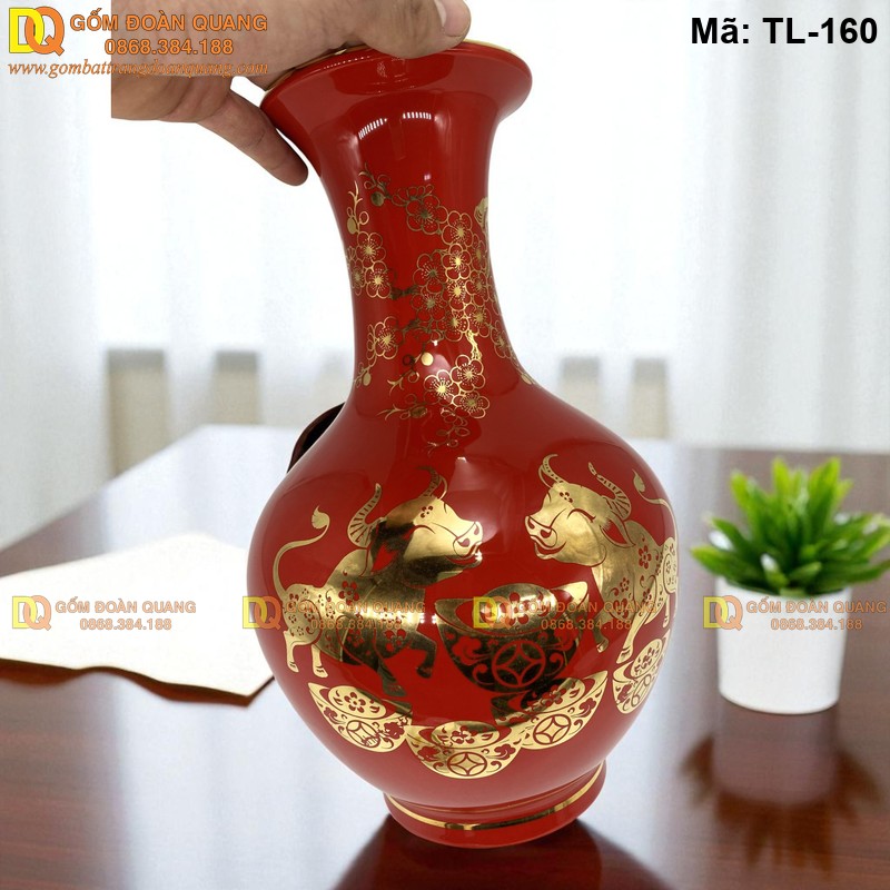 Bình hút lộc dáng tỏi loe màu đỏ mã TL-160 – Ảnh 2