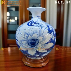 Bình hút lộc giá rẻ men lam vẽ sen mã TL-167