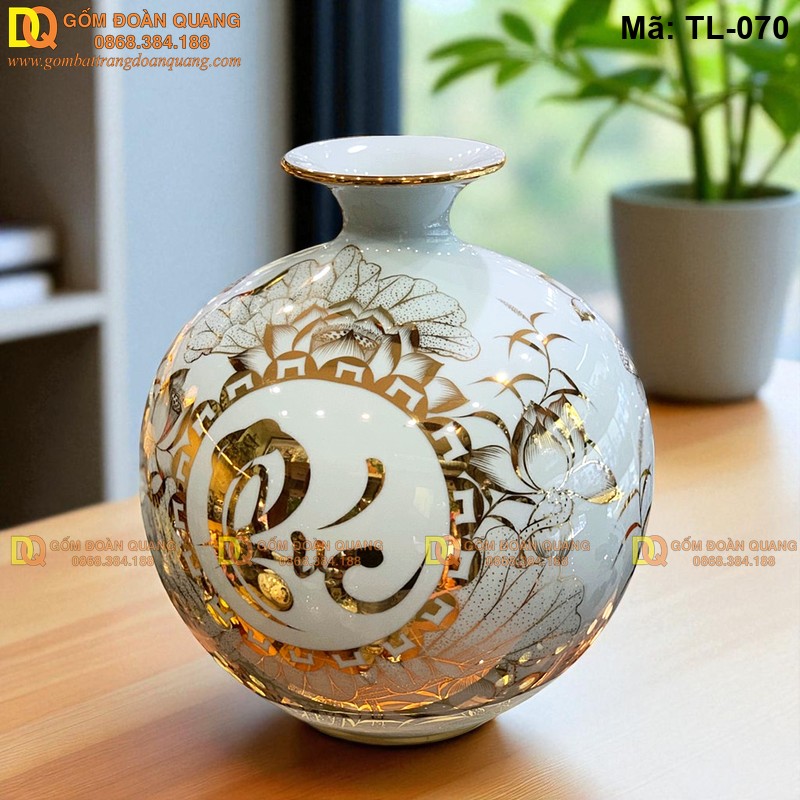 Bình hút lộc mạ vàng chữ Phúc mã TL-070