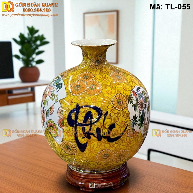 Bình hút lộc màu vàng chữ Phúc mã TL-055
