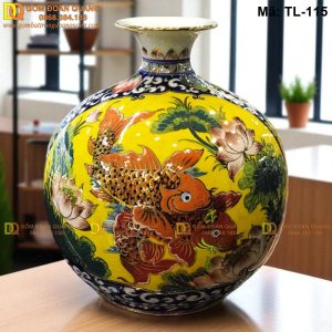 Bình hút lộc nhị cảnh Sen Cá - Công Đào mã TL-115