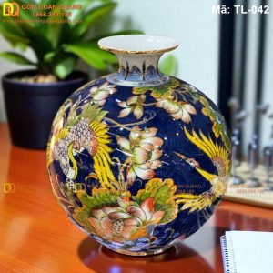 Bình hút lộc phong thủy vẽ Sen Hạc mã TL-042