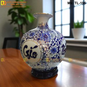 Bình hút lộc vẽ Nghìn Hoa - Chữ Thuận Buồm Xuôi Gió mã TL-155