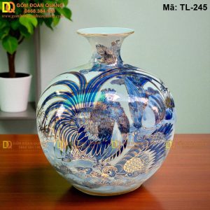 Bình hút lộc vẽ Tiêu Kê - Công Danh Phú Quý cao 28cm mã TL-245
