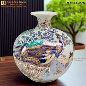 Bình hút lộc vẽ vàng cảnh Công Đào - Công Thành Danh Toại cao 24cm mã TL-275