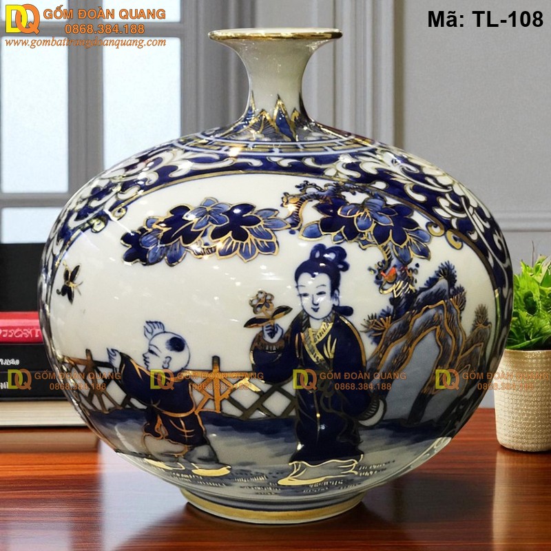 Bình hút tài lộc Bát Tràng mã TL-108