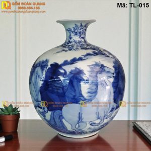 Bình hút tài lộc Bát Tràng vẽ Mã Đáo Thành Công mã TL-015