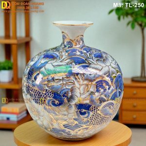 Bình hút tài lộc cảnh cá chép hoa sen cao 28cm mã TL-250