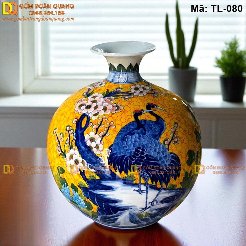 Bình hút tài lộc cảnh Đào Hạc mã TL-080