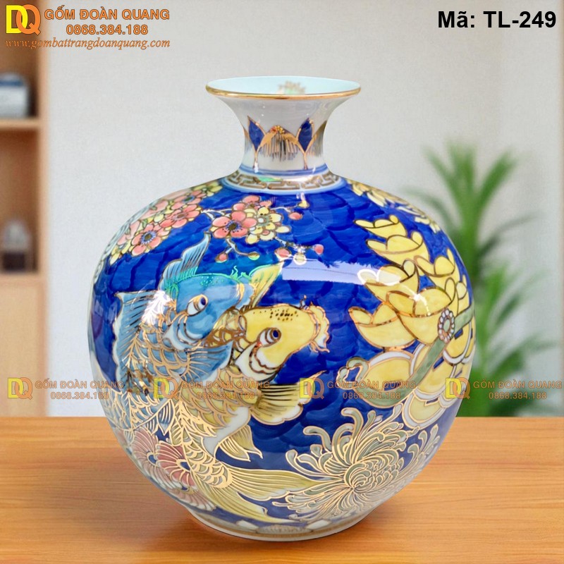 Bình hút tài lộc cảnh Ngũ Ngư Ban Phúc cao 28cm mã TL-249