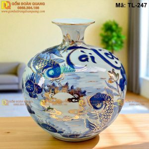 Bình hút tài lộc cảnh Sen Cá chữ Tài Lộc cao 28cm mã TL-247