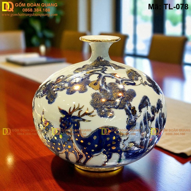 Bình hút tài lộc cao cấp cảnh Tùng Hươu mã TL-078