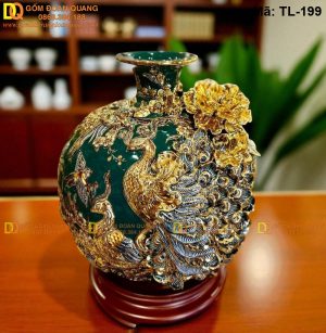 Bình hút tài lộc hàng kỹ đắp nổi mạ vàng mã TL-199
