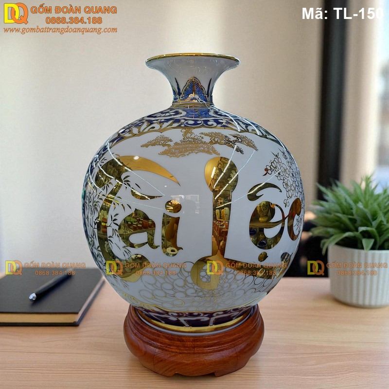 Bình hút tài lộc mạ vàng 24K cảnh Bát Mã mã TL-150 – Ảnh 3