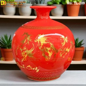 Bình hút tài lộc màu Đỏ mạ vàng Mã Đáo Thành Công mã TL-209