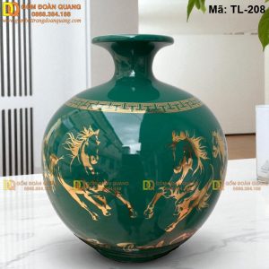 Bình hút tài lộc màu Xanh Lục mạ vàng Mã Đáo Thành Công mã TL-208