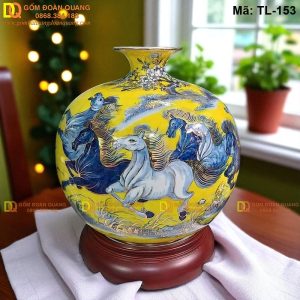 Bình hút tài lộc nền Vàng cảnh Mã Đào Thành Công mã TL-153