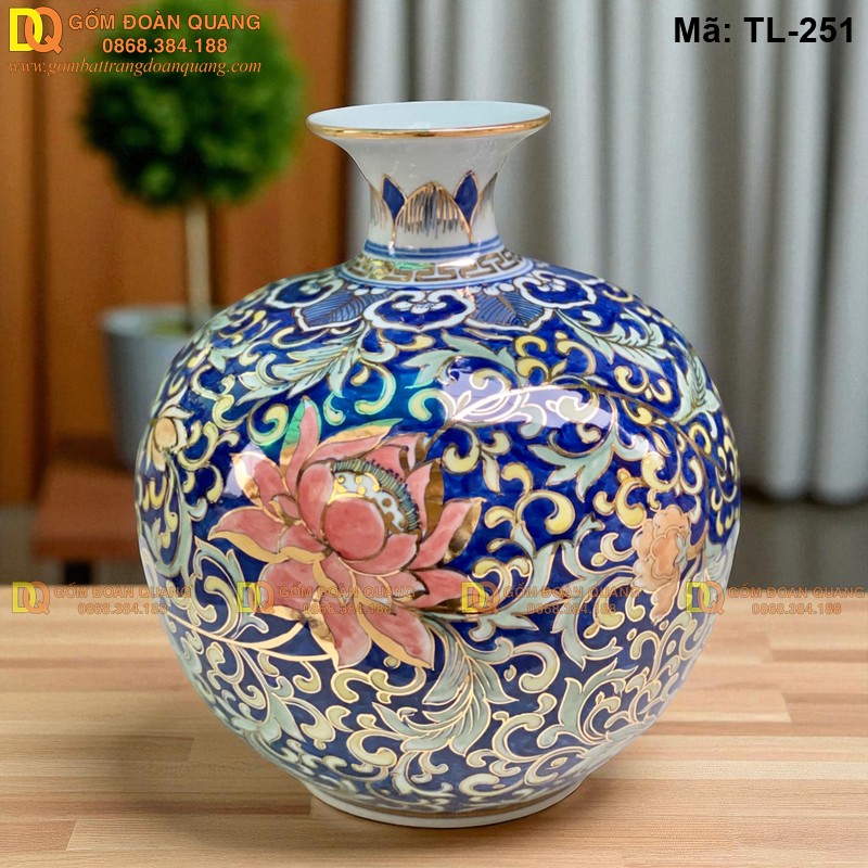 Bình hút tài lộc vẽ mạ vàng 24K mã TL-251