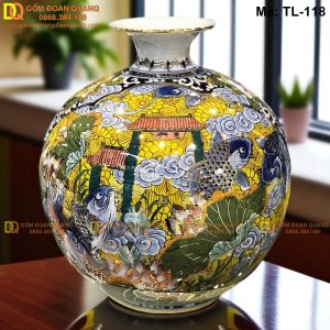 Bình hút tài lộc vẽ tích Cá chép vượt Vũ Môn mã TL-118
