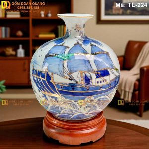 Bình phong thủy tài lộc cao 28cm cảnh Thuận Buồm mã TL-224