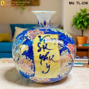 Bình phong thủy tài lộc vẽ Cá chép hoa Phú Quý - Vạn Sự Như Ý mã TL-236