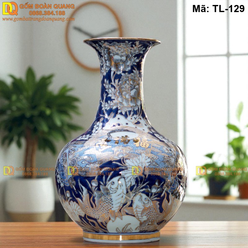 Bình sứ hút tài lộc dáng tỏi cao mã TL-129