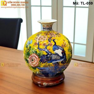Bình sứ hút tài lộc mạ vàng 24K Công Đào mã TL-059