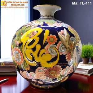 Bình tài lộc Bát Tràng chữ Phúc mã TL-111