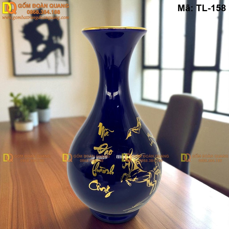Bình tài lộc dáng Tỳ Bà màu Xanh Dương mã TL-158 – Ảnh 2