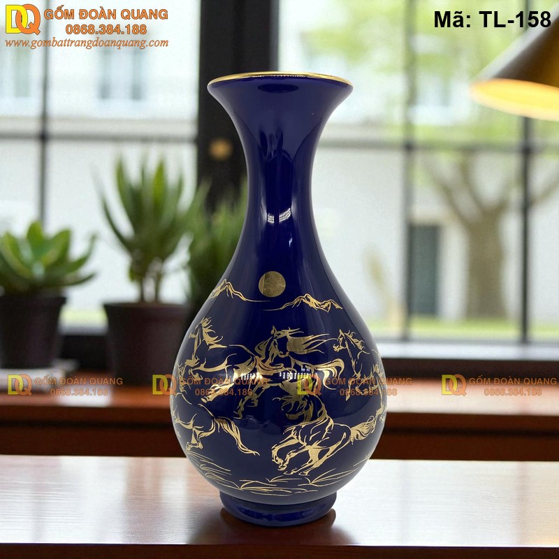 Bình tài lộc dáng Tỳ Bà màu Xanh Dương mã TL-158 – Ảnh 3