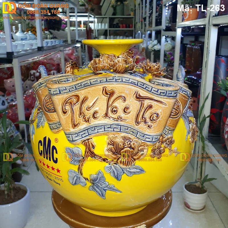 Bình tài lộc đắp nổi Phúc Lộc Thọ cuốn thư mã TL-263 – Ảnh 2