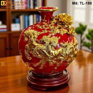 Bình tài lộc dát vàng cảnh Mã Đáo Thành Công mã TL-198