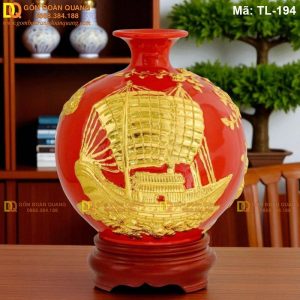 Bình tài lộc dát vàng giá rẻ nền màu Đỏ mã TL-194