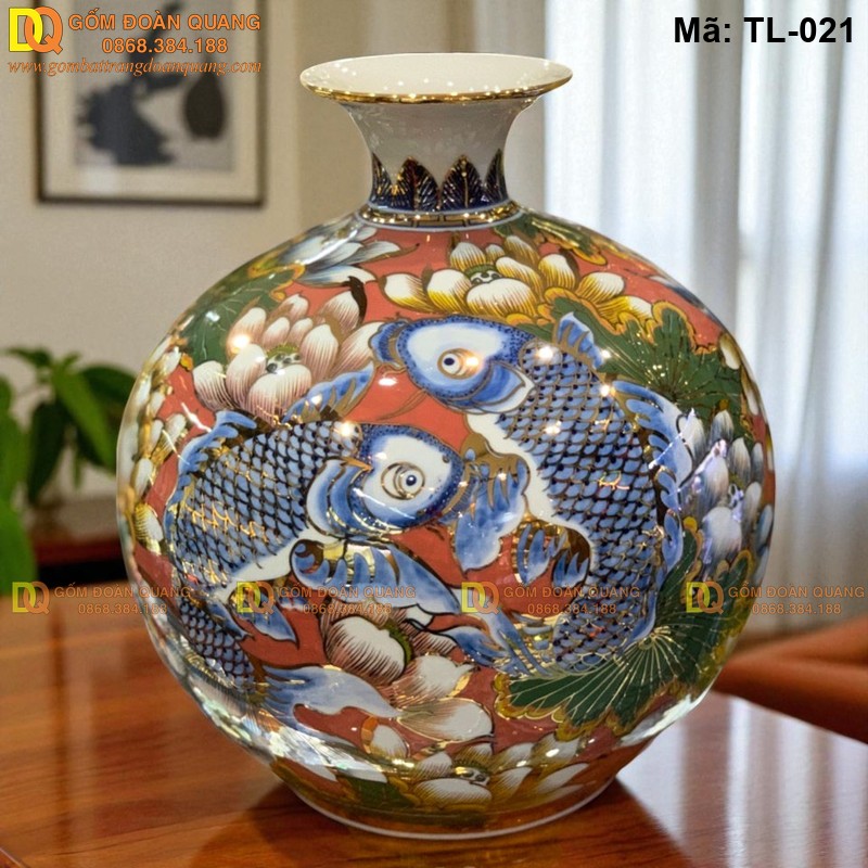 Bình tài lộc đẹp gốm Bát Tràng mã TL-021 – Ảnh 2