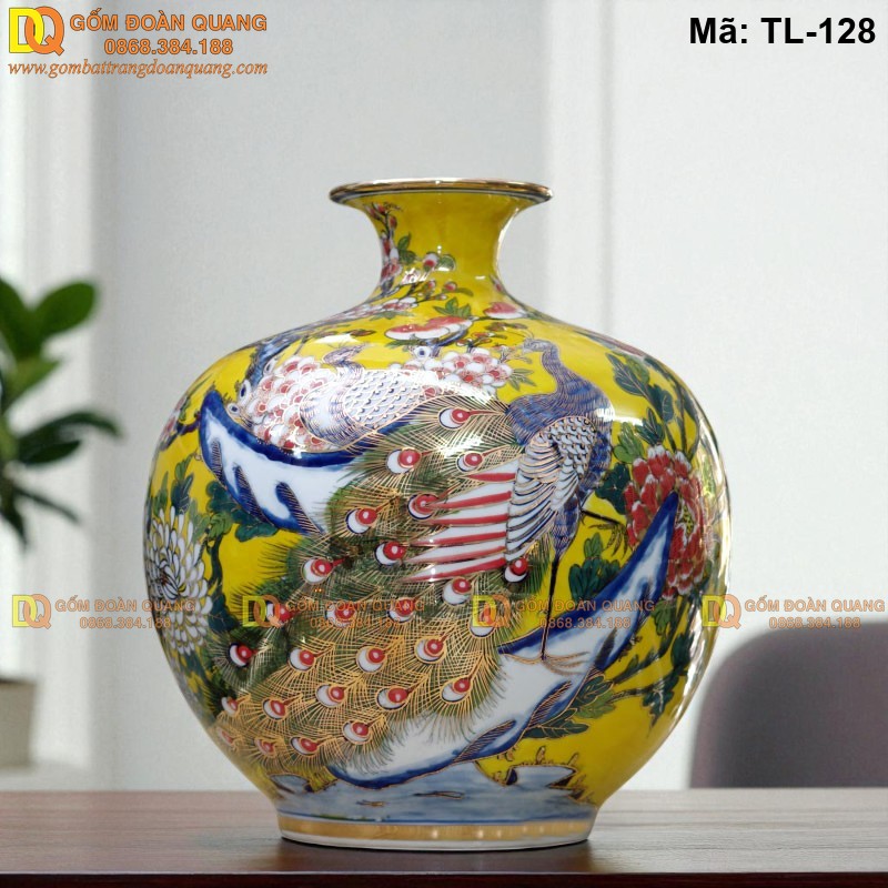 Bình tài lộc giá rẻ vẽ Công Đào mã TL-128