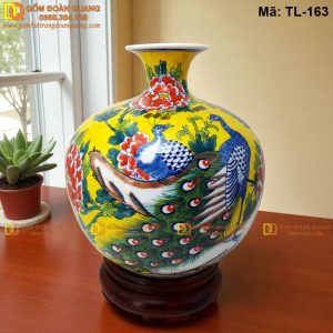 Bình tài lộc giá rẻ vẽ Công Đào mã TL-163