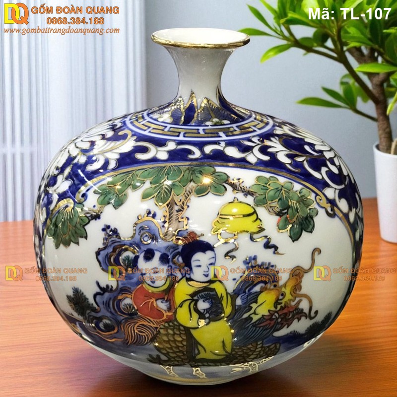 Bình tài lộc gốm sứ phong thủy mã TL-107