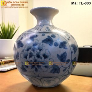Bình tài lộc men rạn trơn vẽ cúc đại đõa mã TL-003
