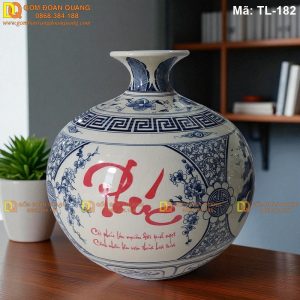 Bình tài lộc men rạn tứ cảnh chữ Phúc mã TL-182