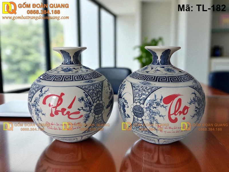 Bình tài lộc men rạn tứ cảnh chữ Phúc mã TL-182 – Ảnh 3