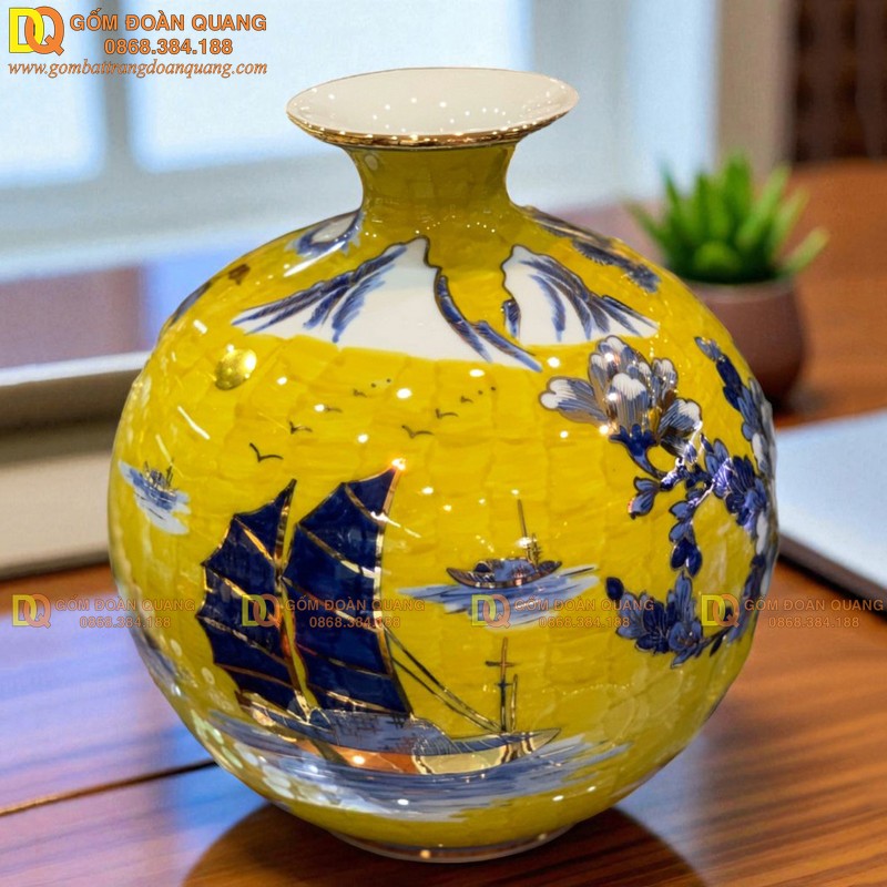 Bình tài lộc phong thủy gốm sứ giúp cân bằng