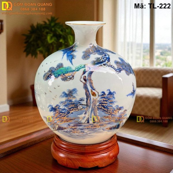 Bình tài lộc phong thủy vẽ cây Tùng mã TL-222