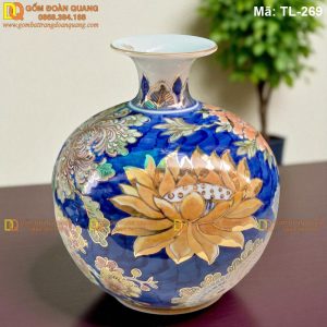 Bình tài lộc sen cá chữ Phúc Đức Tài Lộc cao 24cm mã TL-269