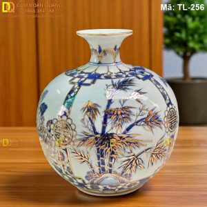 Bình tài lộc tứ cảnh mạ vàng Tùng Cúc Trúc Mai cao 28cm mã TL-256
