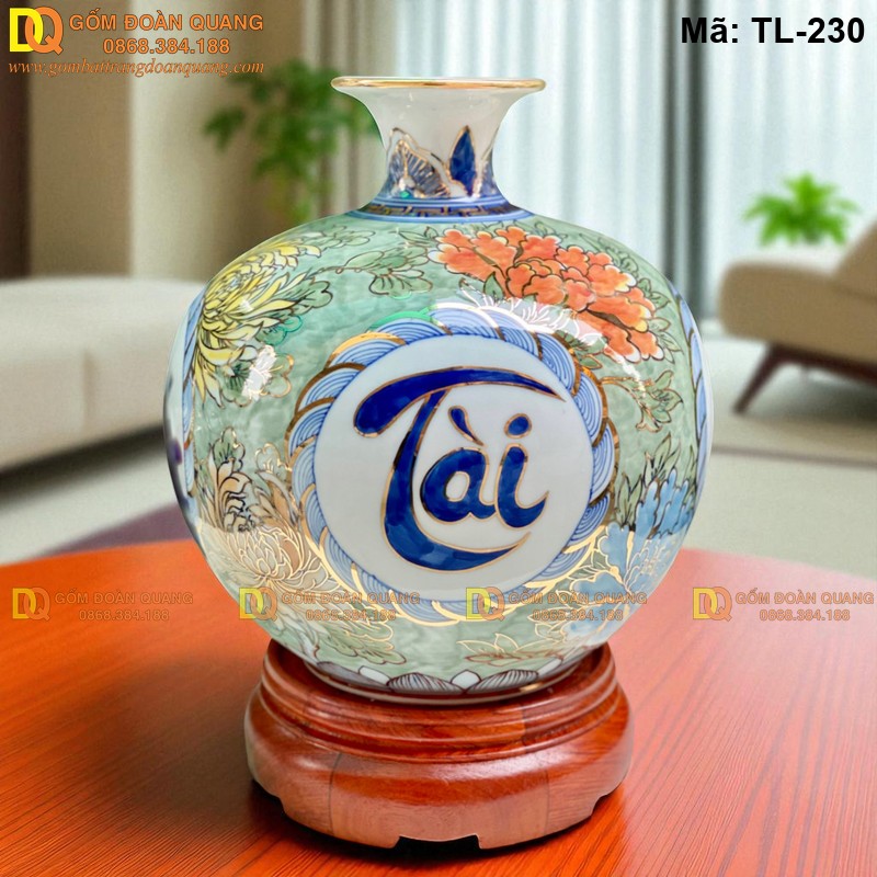 Bình tài lộc vẽ chữ Phúc Đức Tài Lộc cao 28cm mã TL-230 – Ảnh 3