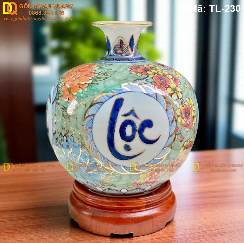 Bình tài lộc vẽ chữ Phúc Đức Tài Lộc cao 28cm mã TL-230 – Ảnh 4
