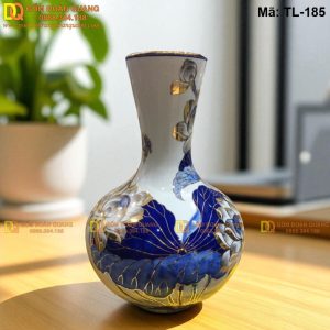 Bình tài lộc vẽ sen dáng tỏi cổ cao mã TL-185
